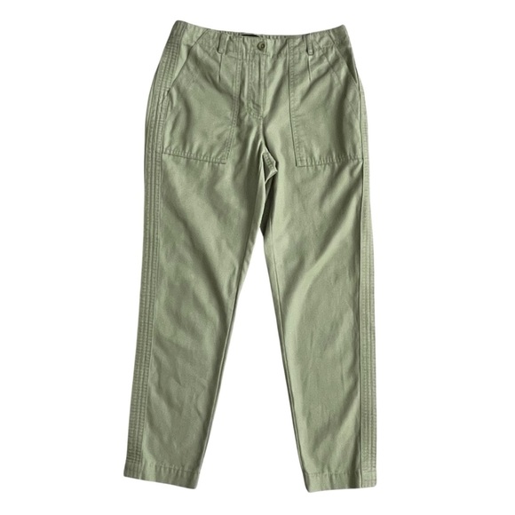 Talbots Slim Cargo Pants Women’s Size 2 Canvas Cotton Elastic Waist Green - Picture 3 of 10